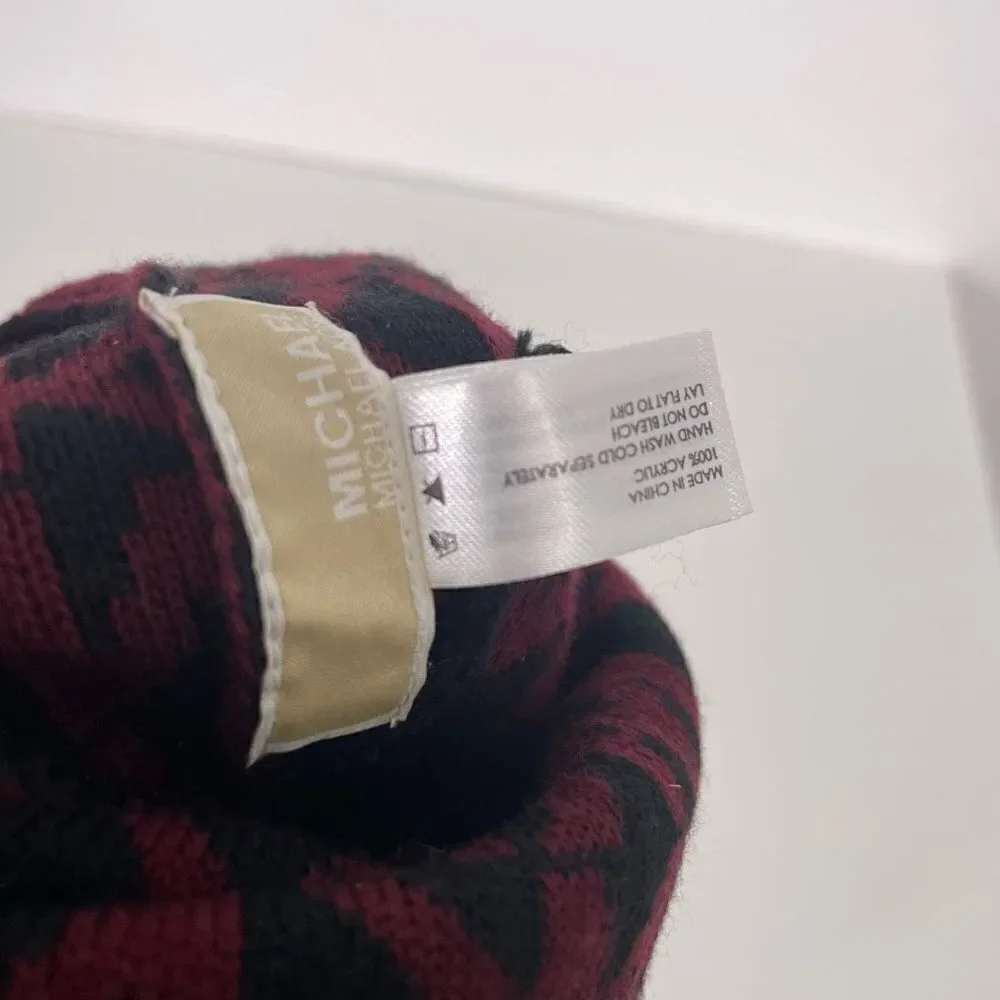 Michael Kors Maroon Logo Monogram Winter‎ Cuffed Hat